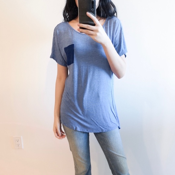 Naked Zebra Tops - MOVING SALE blue pocket T-shirt